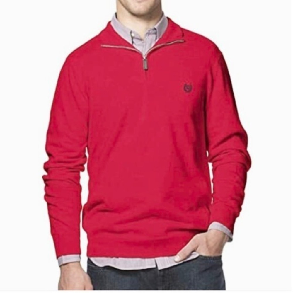 Ralph Lauren Chaps Mens Red Quater-Zip Knit Sweater Mens XL